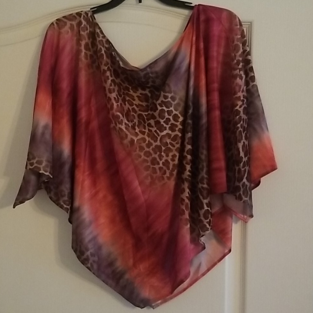 NWT Poncho type top with animal print
